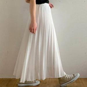 ジュノア プリーツロングスカート スカート プリーツ 韓国ファッション （ホワイト） JUNOAH