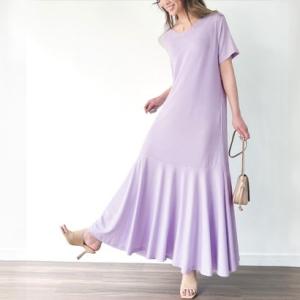 ジュノア Junoah 半袖マキシマーメイドワンピース ラベンダー Ju5602ew ブランド公式 Locomall ロコモール 通販 Yahoo ショッピング