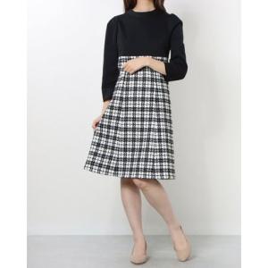 カールパークレーン KarLParkLane 格子ツイードドッキングワンピース （シロ）