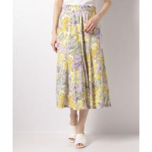 カールパークレーン KarLParkLane 水彩花柄プリントマチ付スカート                （黄色）