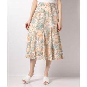 カールパークレーン KarLParkLane 水彩花柄プリントマチ付スカート                （オレンジ）