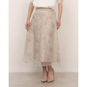 カールパークレーン KarLParkLane 花柄オーガンジーフレアースカート （モカ）