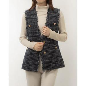 カールパークレーン KarLParkLane ツイードフリンジジレ （ネイビー）