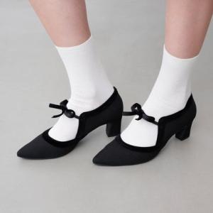 ラウナレア Launa lea 6cmリボンメリージェーンパンプス(0577) （ブラックZ）