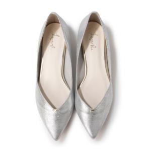 ラウナレア Launa lea サイドカットフラットパンプス(0492) （シルバーS）