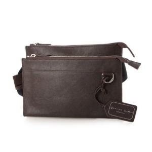 レザーラボラトリー Leather Laboratory 天然シボ レザー 本革ウエストバッグ （CHOCO）