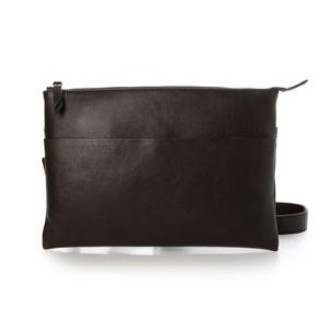 レザーラボラトリー Leather Laboratory 天然シボ本革サコッシュM ダークブラウン