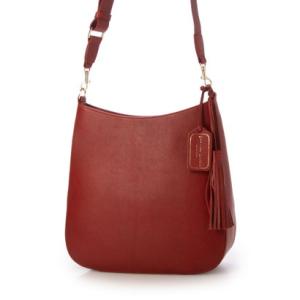 レザーラボラトリー Leather Laboratory 本革 レディース ショルダーバッグ 本革ストラップ （RED）