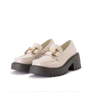 レースレディース Lace Ladies トラックソール厚底ビットローファー （アイボリー）