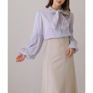 レースレディース Lace Ladies レース ボウタイ付き バルーン袖 フレア ブラウス （ブル...
