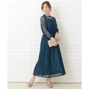 レースレディース Lace Ladies シースルー袖総レースロング丈ワンピース・ドレス （ブルーグ...