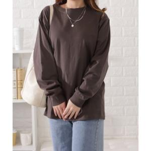 レースレディース Lace Ladies ラウンドネックコットン長袖カラープルオーバー （ダークグレ...