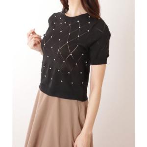 レースレディース Lace Ladies ラインストーン付 ダイヤ メッシュ 半袖 ニット トップス...