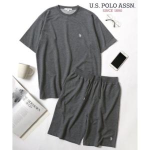 U.S.POLO ASSN/ユーエスポロアッスン USPA セットアップ ミニ裏毛 半袖スウェットTシャツ＆ショートパンツ 2点セット メンズ レディ