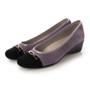 ルルカステップ LuLuca step 上品なチェーン金具がポイントのウェッジパンプス （モーブコンビ）