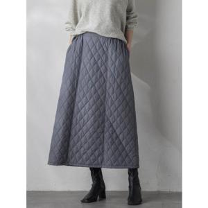 ラ エフ la.f… キルトタフタスカート≪洗濯機で洗える≫ （チャコールグレー）