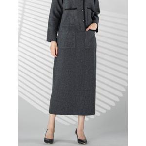 ラ エフ la.f… 配色トリムスカート≪手洗い可能≫ （チャコールグレー）