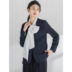 ラ エフ la.f… ダブルクロスジャケット≪手洗い可能≫ （ネイビー）