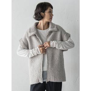 ラ エフ la.f… カーリングヤーンジップジレ≪手洗い可能≫ （ライトグレー）