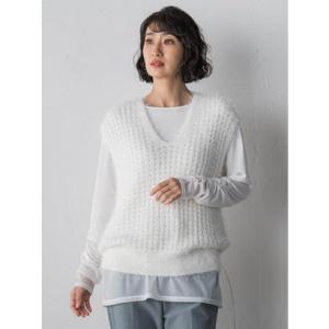 ラ エフ la.f… 透かしフェザーニットジレ （オフホワイト）