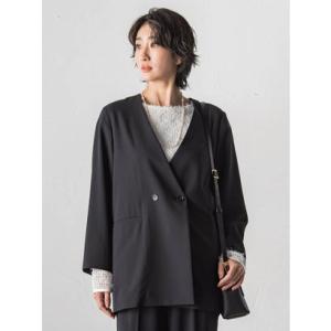 ラ エフ la.f… ハイストレッチカルゼジャケット （ブラック）