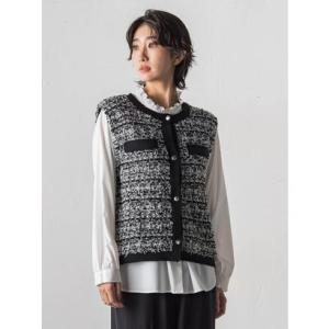 ラ エフ la.f… ファンシーツイードニットジレ （ブラック系その他）