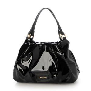 ラ バガジェリー LA BAGAGERIE ソフトエナメル2WAYハンドバッグ Sサイズ （ブラック）