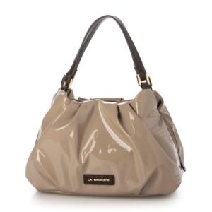 ラ バガジェリー LA BAGAGERIE ソフトエナメル2WAYハンドバッグ Sサイズ （グレージュ）