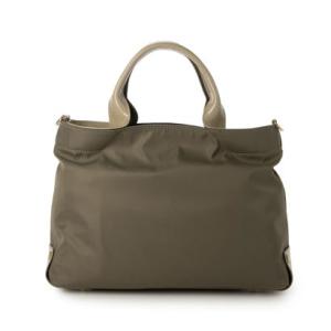 ラ バガジェリー LA BAGAGERIE ツイルナイロン×エナメル 2WAYトートバッグ Sサイズ （グレージュ）