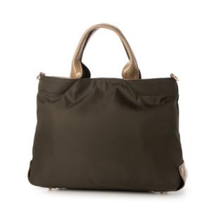 ラ バガジェリー LA BAGAGERIE ツイルナイロン×エナメル 2WAYトートバッグ Sサイズ （カーキ）