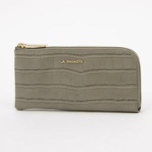 ラ バガジェリー LA BAGAGERIE 牛革クロコ型押しL字ウォレット （グレー）