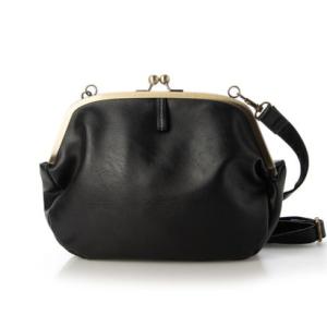 ラフィール LAFIEL ナチュラル合皮ガマグチショルダー （ブラック）