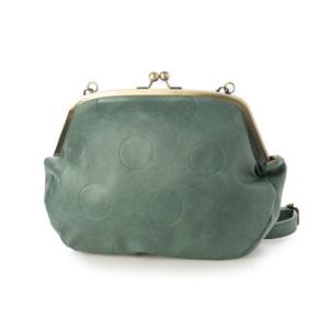 ラフィール LAFIEL ドットカラー合皮ガマ口ショルダーバッグ （グリーン）