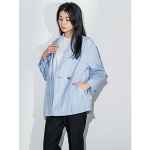 ラ エフ エルサイズ la.f…(Lsize) 【大きいサイズ】【洗濯機で洗える】メモリータフタショート丈ライトアウター （ライトブルー）