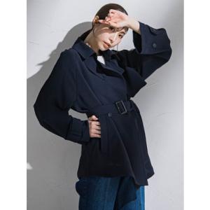 ラ エフ エルサイズ la.f…(Lsize) 【大きいサイズ】ショートトレンチコート≪手洗い可能≫ （ネイビー）