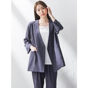 ラ エフ エルサイズ la.f…(Lsize) 【大きいサイズ】キレリジャケット≪手洗い可能≫ （チャコールグレー）