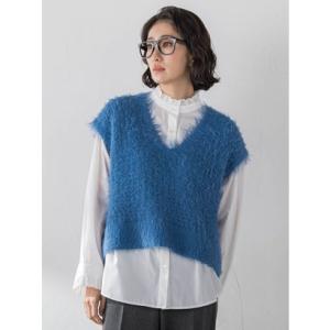 ラ エフ エルサイズ la.f…(Lsize) 【大きいサイズ】透かしフェザーニットジレ （ライトブルー）