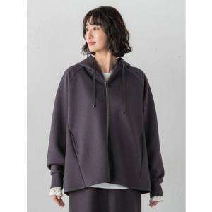 ラ エフ エルサイズ la.f…(Lsize) 【大きいサイズ】ストレッチダンボールジップパーカー （チャコールグレー）