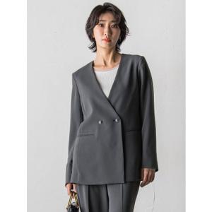 ラ エフ エルサイズ la.f…(Lsize) 【大きいサイズ】ハイストレッチカルゼジャケット （チャコールグレー）