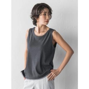 ラ エフ エルサイズ la.f…(Lsize) 【大きいサイズ】ラメテレコタンクトップ （チャコールグレー）