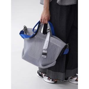 ラシュッド LASUD インポーチ付2wayメッシュトートバッグ （グレー）