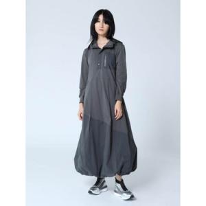 ラシュッド LASUD バルーンシルエットロングワンピース （チャコールグレー）