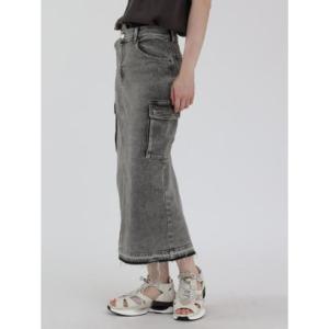 ラシュッド LASUD ウォッシュデニムスカート （ブラック）