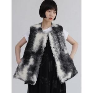 ラシュッド LASUD ミックスカラーフェイクファーベスト （チャコールグレー）