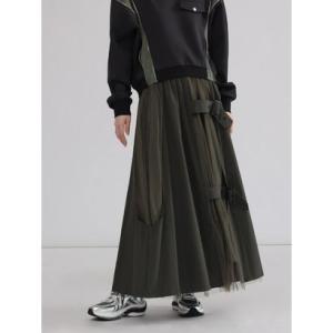 ラシュッド LASUD ベルトデザインミリタリースカート （カーキ）
