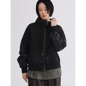 ラシュッド LASUD ギャザースリーブジップアップパーカー （ブラック）