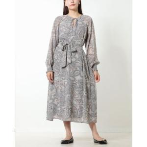 ランドリーバイシェリーシーガル Laundry by Shelli Segal 【訳あり新品】淡グレーにさし色ピンクのペイズリー柄がお洒落なシフォンワ