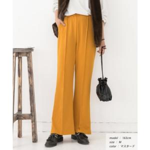 アドティエ ad thie セミフレアパンツ センターシーム ウエストゴム カラー 裾広がり レディ...