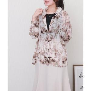 リベル モア libelle more タンク付ニュアンス柄オーバーサイズ長袖シアーシャツ （ブラウ...