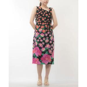 ロンドンタイムス LONDON TIMES アシンメトリックネックライン プリーテッドワンピース （ピンク）